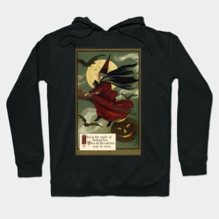 Vintage Halloween, Witch on a Broomstick Hoodie